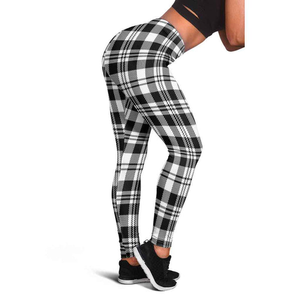 Scottish Scott Black & White Modern Clan Tartan Women Leggings Tartan Plaid 1