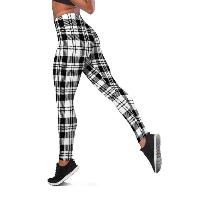 Scottish Scott Black & White Modern Clan Tartan Women Leggings Tartan Plaid 2