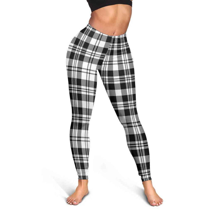 Scottish Scott Black & White Modern Clan Tartan Women Leggings Tartan Plaid 3