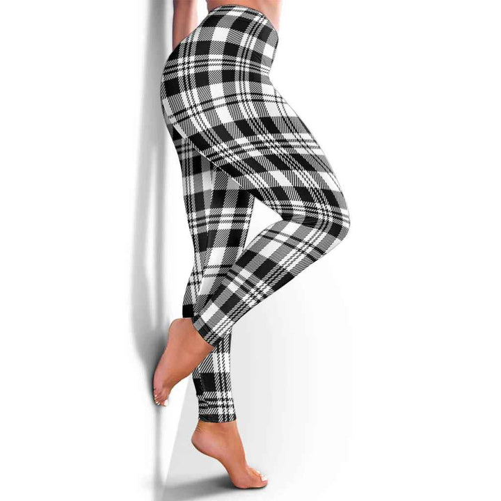 Scottish Scott Black & White Modern Clan Tartan Women Leggings Tartan Plaid 4