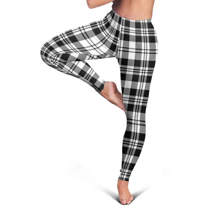 Scottish Scott Black & White Modern Clan Tartan Women Leggings Tartan Plaid 5