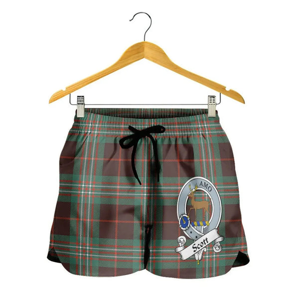Scottish Scott Brown Ancient Clan Crest Tartan Women Shorts