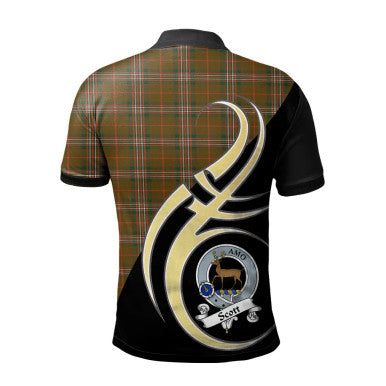 Scottish Scott Brown Modern Clan Crest Tartan Polo Shirt Believe in Me Back Side Tartan Plaid