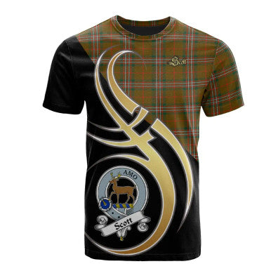 Scottish Scott Brown Modern Clan Crest Tartan T-Shirt Believe in Me Front Side Tartan Plaid