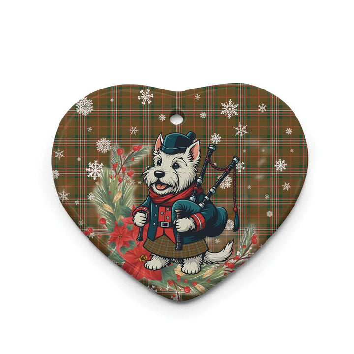 Scottish Scott Brown Modern Clan Tartan Ceramic Ornament Cute Scottish Terrier Dog Heart Style Tartan Plaid