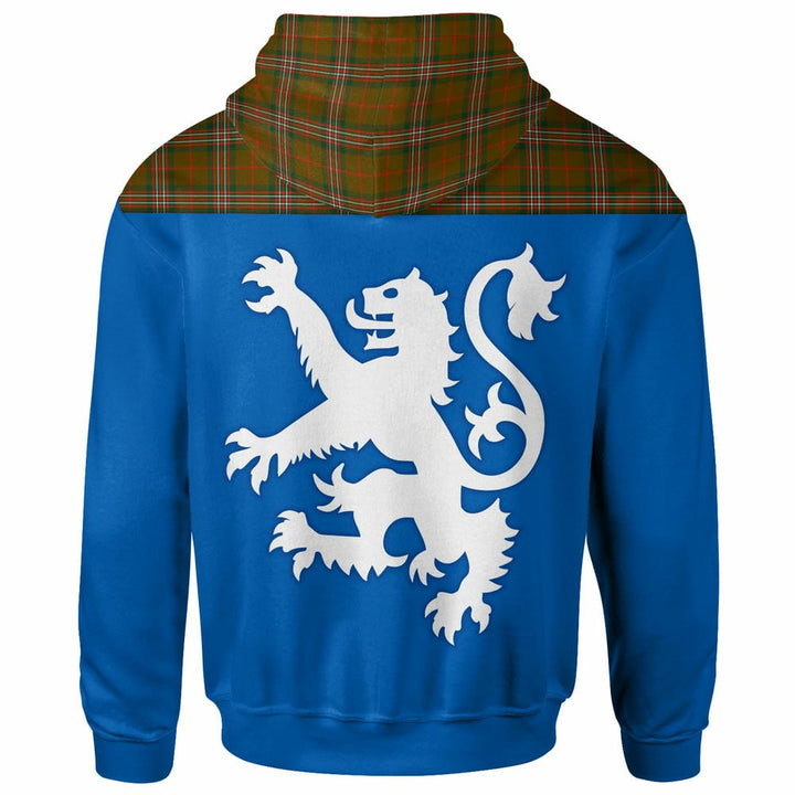 Scottish Scott Brown Modern Clan Tartan Hoodie - Lion Rampant of Scotland With Flag back Side Tartan Plaid