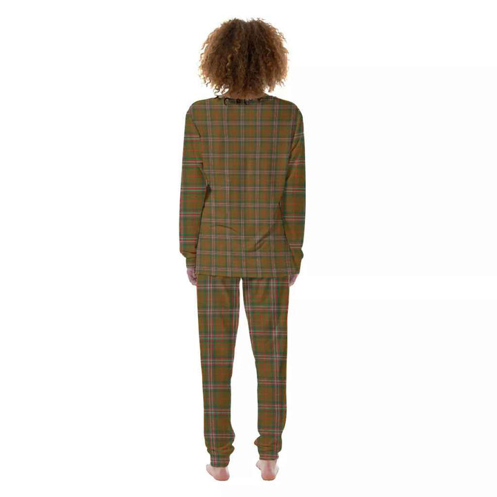 Scottish Scott Brown Modern Clan Tartan Pajama Set Women Back Side Tartan Plaid