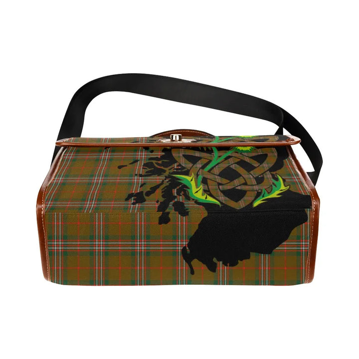 Scottish Scott Brown Modern Clan Tartan Waterproof Canvas Bag With Thistle Tartan Plaid 5