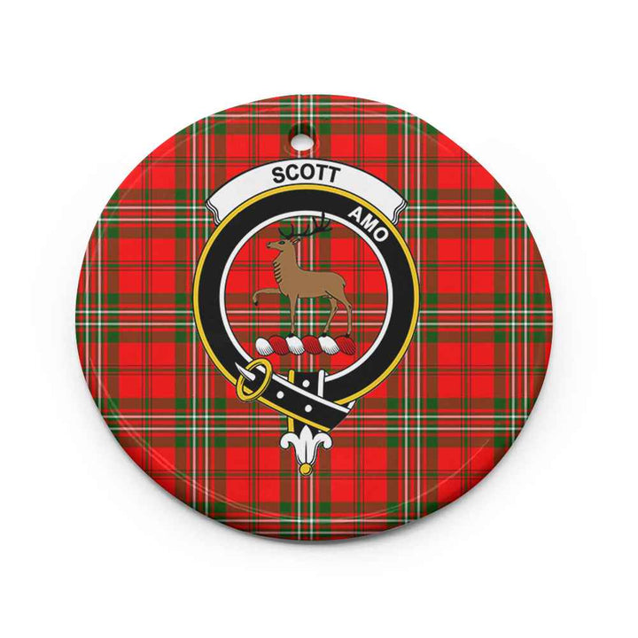 Scottish Scott Clan Crest Tartan Ceramic Ornament Circle Shape Tartan Plaid