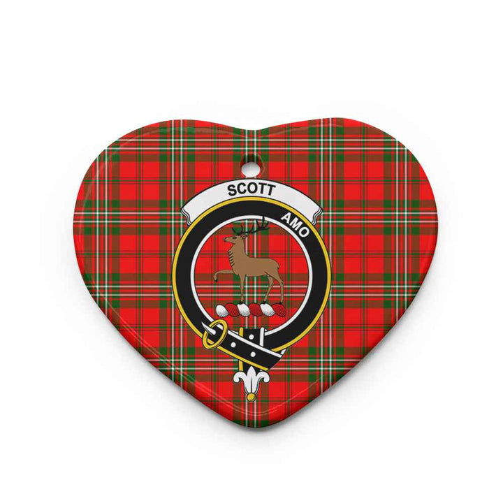 Scottish Scott Clan Crest Tartan Ceramic Ornament Heart Shape Tartan Plaid