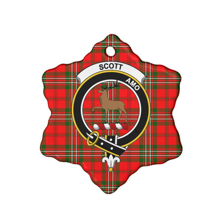 Scottish Scott Clan Crest Tartan Ceramic Ornament Snow Flake Shape Tartan Plaid