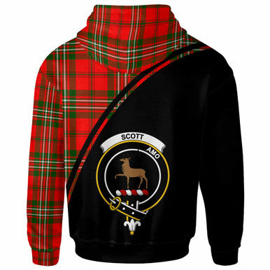 Scottish Scott Clan Crest Tartan Curve Hoodie Back Side Tartan Plaid