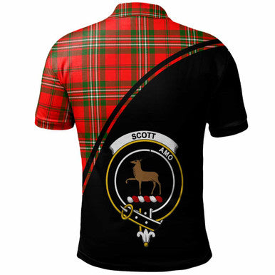 Scottish Scott Clan Crest Tartan Curve Polo Shirt Back Side Tartan Plaid