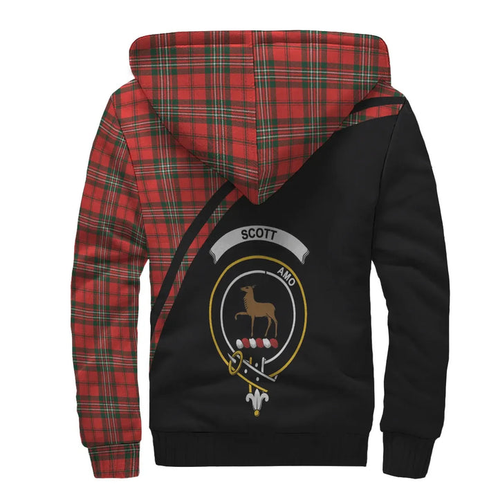 Scottish Scott Clan Crest Tartan Curve Sherpa Hoodie