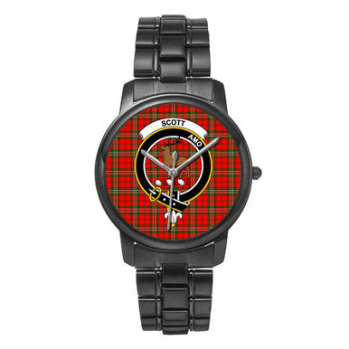 Scottish Scott Clan Crest Tartan Folding Clasp Steel Quartz Watches Tartan Plaid Black 1