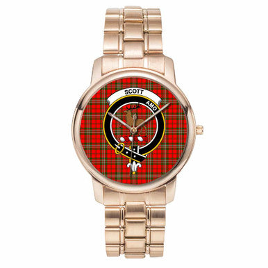 Scottish Scott Clan Crest Tartan Folding Clasp Steel Quartz Watches Tartan Plaid Rose Gold 1