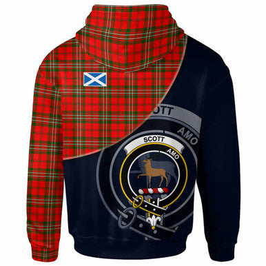 Scottish Scott Clan Crest Tartan Hoodie - Bend Style Back Side Tartan Plaid