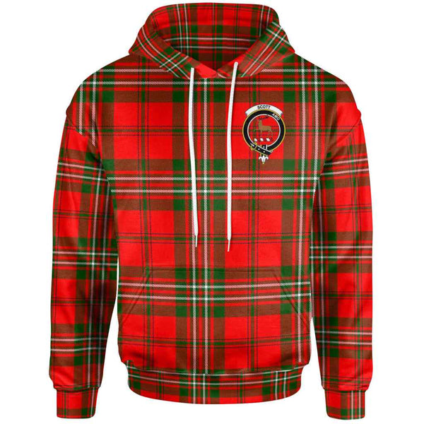 Scottish Scott Clan Crest Tartan Hoodie Front Side Tartan Plaid