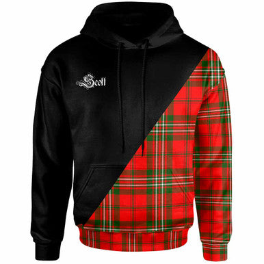 Scottish Scott Clan Crest Tartan Hoodie - Military Logo Front Side Tartan Plaid