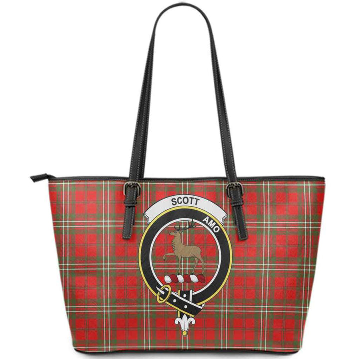 Scottish Scott Clan Crest Tartan Leather Tote Tartan Plaid