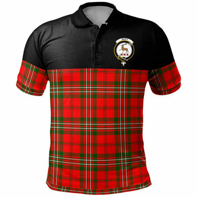 Scottish Scott Clan Crest Tartan Polo Shirt - Horizontal Style Front Side Tartan Plaid