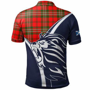 Scottish Scott Clan Crest Tartan Polo Shirt - Scottish Flag With Lion Back Side Tartan Plaid