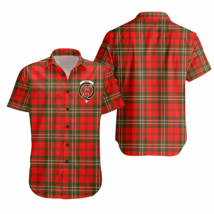 Scottish Scott Clan Crest Tartan Short Sleeve Shirt Tartan Plaid