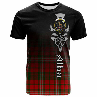 Scottish Scott Clan Crest Tartan T-Shirt - Alba Gu Brath Family Crest Celtic Inspired Front Side Tartan Plaid