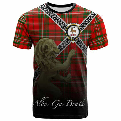 Scottish Scott Clan Crest Tartan T-Shirt - Celtic With Scotland Lion Front Side Tartan Plaid