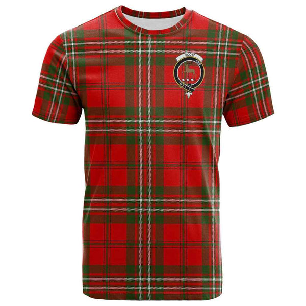 Scottish Scott Clan Crest Tartan T-Shirt Front Side Tartan Plaid