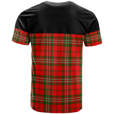 Scottish Scott Clan Crest Tartan T-Shirt - Horizontal Style Back Side Tartan Plaid