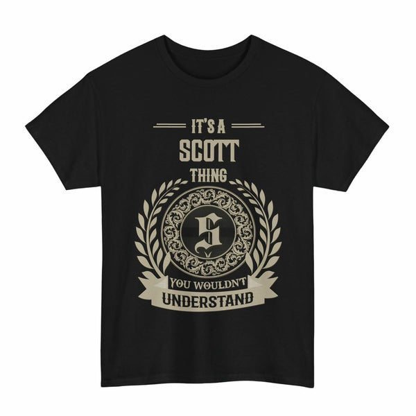 Scottish Scott Clan Tartan T-Shirt - Vintage Family Name Tartan Plaid Black Color