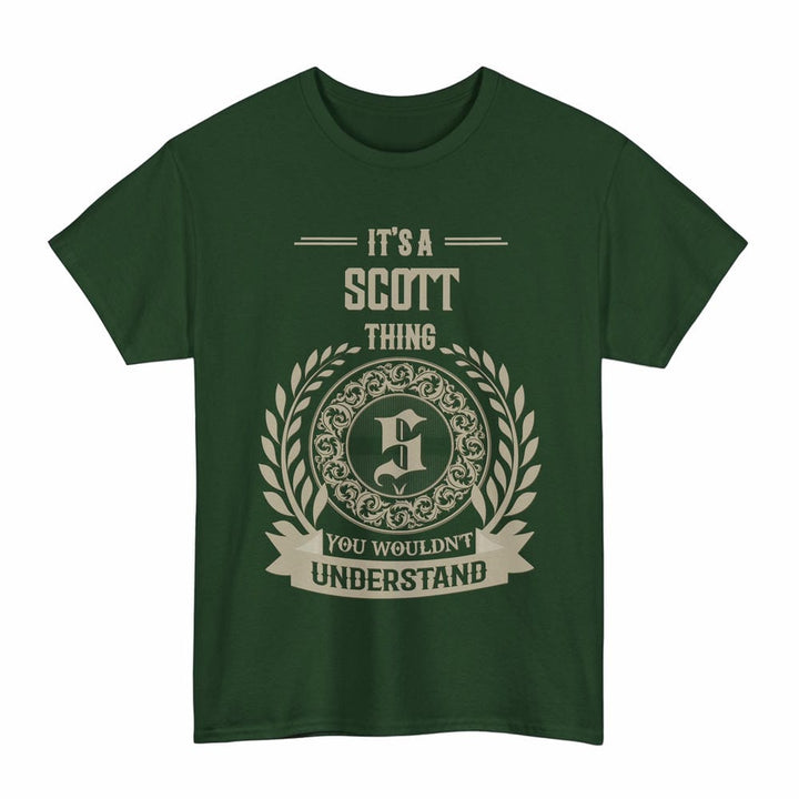 Scottish Scott Clan Tartan T-Shirt - Vintage Family Name Tartan Plaid Forest Green Color