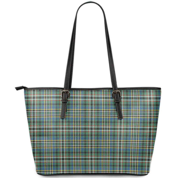 Scottish Scott Green Ancient Clan Tartan Leather Tote Tartan Plaid