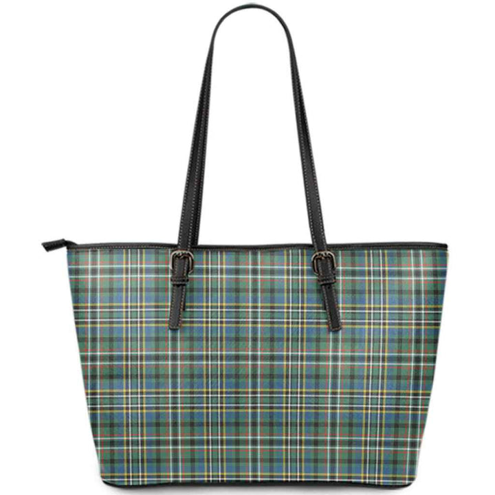 Scottish Scott Green Ancient Clan Tartan Leather Tote Tartan Plaid