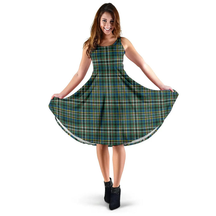 Scottish Scott Green Ancient Clan Tartan Women Midi Dress