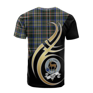 Scottish Scott Green Modern Clan Crest Tartan T-Shirt Believe in Me Back Side Tartan Plaid