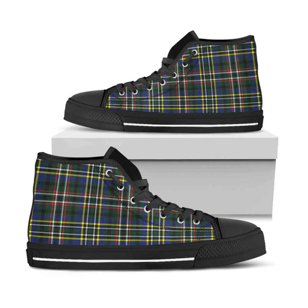 Scottish Scott Green Modern Clan Tartan High Top Shoes Black Sole Tartan Plaid