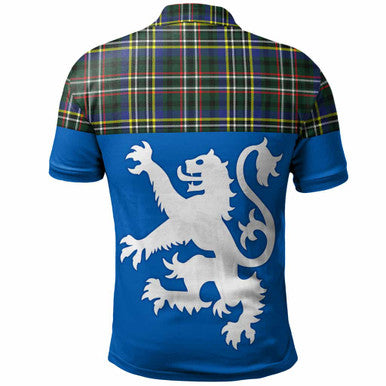 Scottish Scott Green Modern Clan Tartan Polo Shirt - Lion Rampant of Scotland With Flag Back Side Tartan Plaid