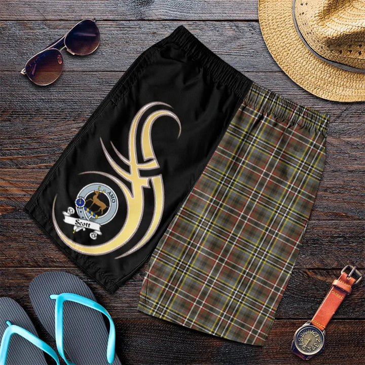 Scottish Scott Green Weathered Clan Crest Tartan Believe in Me Men's Shorts