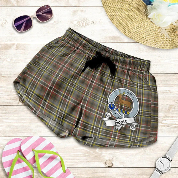 Scottish Scott Green Weathered Clan Crest Tartan Women Shorts