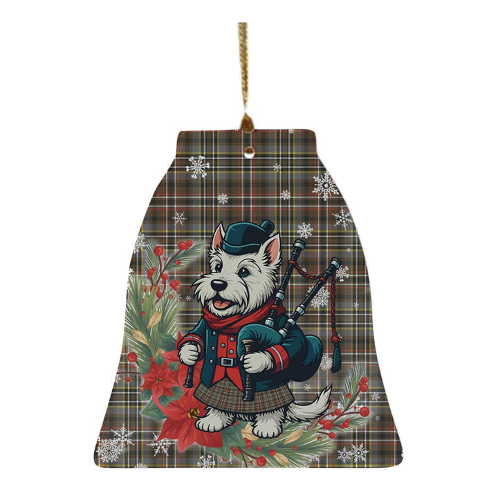 Scottish Scott Green Weathered Clan Tartan Ceramic Ornament Cute Scottish Terrier Dog Bell Style Tartan Plaid