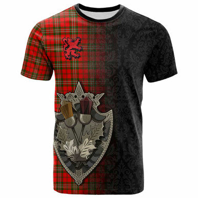 Scottish Scott Modern Clan Tartan T-Shirt - Half Thistle Flowers Celtic Design Front Side Tartan Plaid