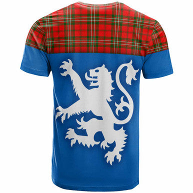 Scottish Scott Modern Clan Tartan T-Shirt - Lion Rampant of Scotland With Flag Back Side Tartan Plaid