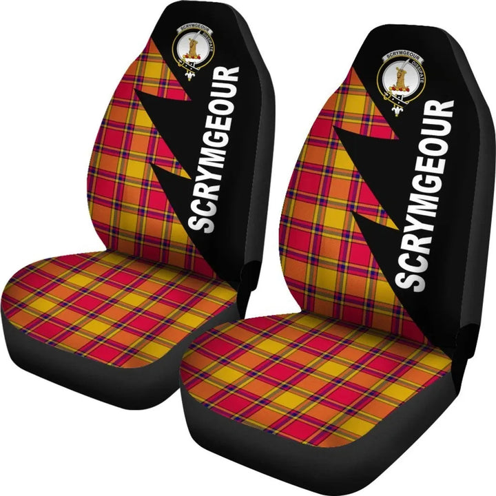 Scottish Scrymgeour Clan Crest Tartan Car Seat Covers - Flash Style 2