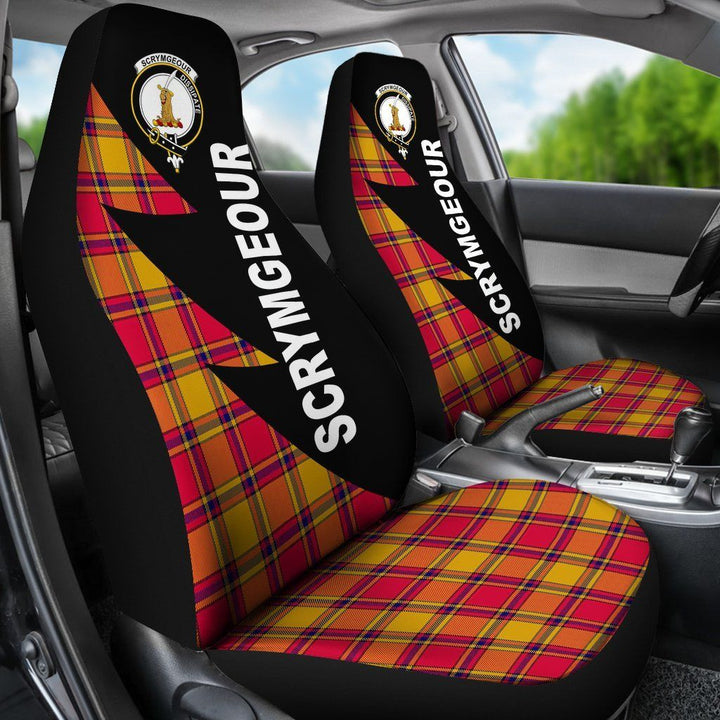 Scottish Scrymgeour Clan Crest Tartan Car Seat Covers - Flash Style 3