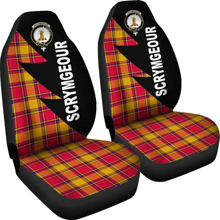 Scottish Scrymgeour Clan Crest Tartan Car Seat Covers - Flash Style 4