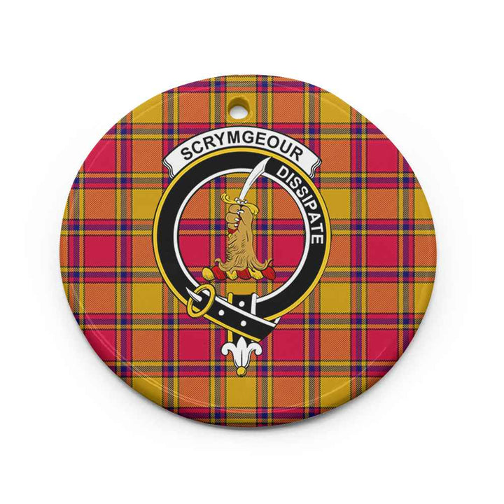 Scottish Scrymgeour Clan Crest Tartan Ceramic Ornament Circle Shape Tartan Plaid