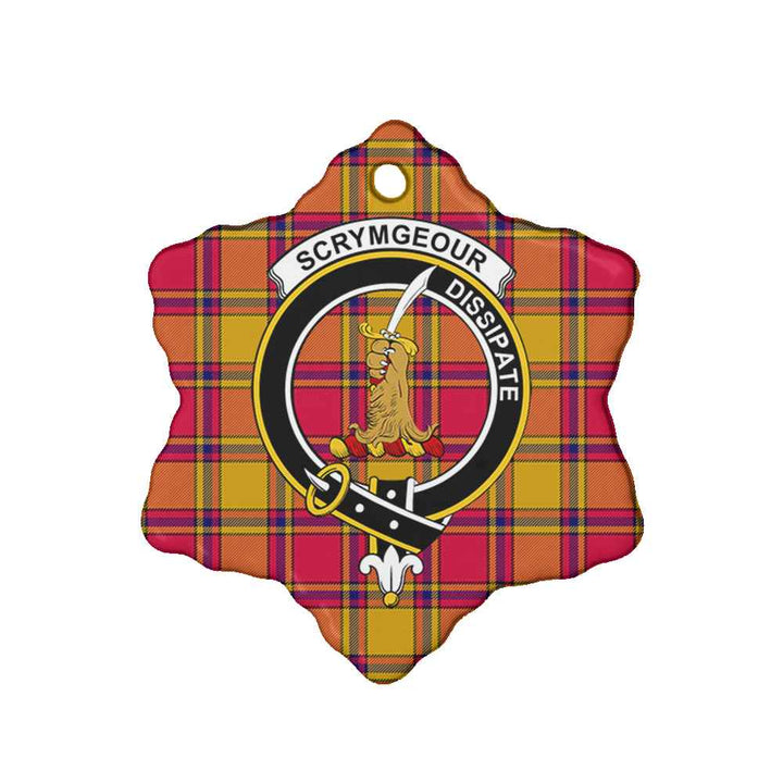 Scottish Scrymgeour Clan Crest Tartan Ceramic Ornament Snow Flake Shape Tartan Plaid