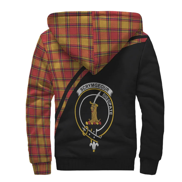 Scottish Scrymgeour Clan Crest Tartan Curve Sherpa Hoodie